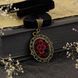 Кулон овальний у вінтажному стилі із бордово-чорними трояндами 2031 фото 1